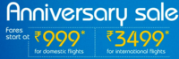 Anniversary Sale : Fares Start at Rs. 999/- Plus 20% Cashback using Yes Bank & Bank of Baroda Cards