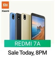 Redmi 7A sale live Today @ 8 PM