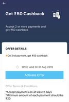 Paytm merchant 50 cashback on 2 payment (maybe user specific)