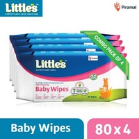 Little's Soft Cleansing Baby Wipes (Pack of 4, 80 Wipes)