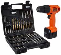 Black and Decker CD961K50 9.6 Volt Cordless Keyless Chuck Drill Driver Kit (Orange, 50 Accessories)