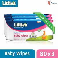 Little's Soft Cleansing Baby Wipes (Pack of 3, 80 Wipes)