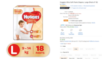 User Specific Loot @ 19 Huggies Ultra Soft Pants Diapers, Large (Pack of 18)