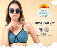 End of Season Sale- 4 bras for Rs 799 + free 2 panties and bra straps