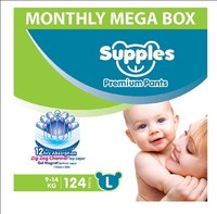 Supples Baby Diaper Pants, Monthly Mega-Box, Large, 124 Count @ 7.49 per diaper