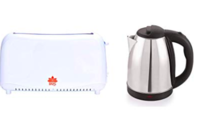84% off Combo of Bread Two Slice Toasters and Fast Boiling Tea Kettle Cordless.@ 999reg price is Rs 1685