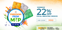 Flat 22% OFF on prescribed medicines + 100% Cashback on Paypal