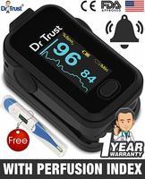 Dr Trust (USA) Signature Series FingerTip Pulse Oximeter with AUDIO VISUAL ALARM water resistant (Black)