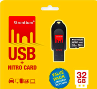Strontium 32GB USB and 32GB Nitro MicroSD 85MBPS- Pack of 2 At Rs.582 