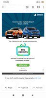 book zoom car on weekdays and get 500credits