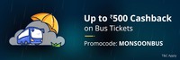 Enjoy up to Rs.500 cashback on your bus ticket booking
