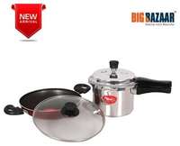 Pigeon Pressure Cooker outer Lid 3 Ltr and Non Stick Kadai 240mm with Lid Rs.615 (After Cashback) - PaytmMall