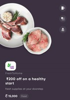 Cred - Get ₹200 FreshToHome gift card with 15k coins