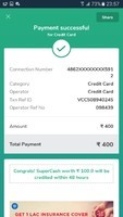 25PERCENT Couponcode woking for 100 supercash on 400 credit card bill payment in Mobikwik