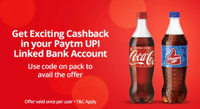 Flat Rs. 20 cashback on Rs. 40 Thumbs up, Sprite or Coca-Cola