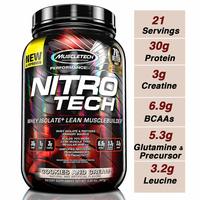 Muscletech Performance Series Nitrotech Whey Protein Peptides & Isolate (30g Protein, 1g Sugar, 3g Creatine, 6.9 BCAAs, 5.3g Glutamine & Precursor, Post-Workout) - 2lbs (907g) (Cookies and Cream)  at rs 2099