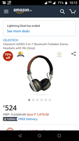 Celestech AZ003 3-in-1 Bluetooth Foldable Stereo Headsets with Mic (Grey) 