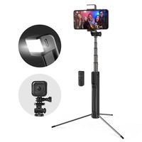Blitzwolf BW-BS8 Extendable bluetooth Tripod Selfie Stick With LED Fill Light For Phone Sport Camera Black