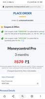 (Back, this time only 3 months) MoneyControl Pro 3 months subscription at Re 1