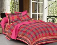 RajasthaniKart Sanoreeta Soft 144 TC Cotton Double Bedsheet and 2 Pillow Covers - Pink