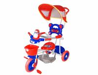  Toyhouse Easy to Steer Penguin Baby Tricycle with Canopy and Push Handle Steering System, Red/Blue 