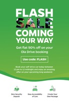 Ola Self Drive FLASH SALE - Flat 90% Off on Ola Drive Booking | Today 12 Noon - 12 MidNight