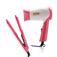 Nova Freshers Pack NHS 981 and NHP 8104 Foldable Hair Dryer (Pink) at Rs.  610