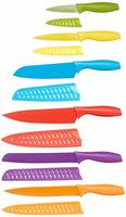 AmazonBasics 6 Stainless-Steel Colored Knives Set with Knife Covers 