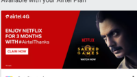 Airtel Offer : Free 3 month Netflix + 1 Year Amazon Prime Membership For Rs.499