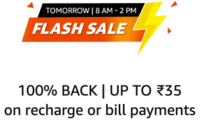 100% cashback Upto Rs 35 on recharge or bill payments  