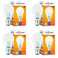 Wipro Garnet Base B22 10-Watt LED Bulb (Pack of 4, Cool Day White)  at Rs.365