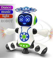 FunBlast Dancing Robot with Music, 3D Flashing Lights, Dancing Naughty Robot for Kids, Battery Operated,360 Degree Rotation Light (Multicolor)