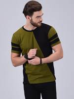 Mens Color Block Round Neck T-Shirt
