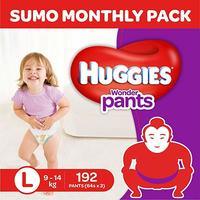 Huggies Wonder Pants Diapers Sumo Pack, Large (192 Count)