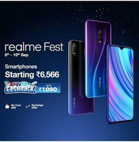 Realme mobile Fest ( 5th - 10th Sep ) - Starting from ₹6566 +  up to ₹1090 cash back 
