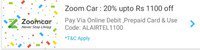 Zoomcar :-20% off upto 1100 on Paying Via Airtel Online Debit, Prepaid Card and Use Code:-ALAIRTEL1100(Select user)