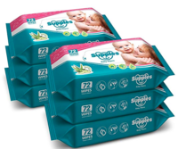 (Amazon Pantry) Supples Baby Wet Wipes with Aloe Vera and Vitamin E - 72 Wipes/Pack, (Pack of 6)