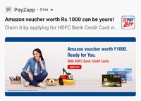 Amazon voucher worth ₹1000 On Applying HDFC CC via PayZapp