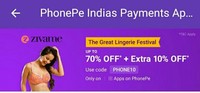 PhonePe - Zivame offer - Up to 70% off + Extra 10% off via phonePe