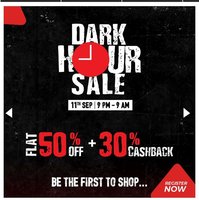 Brandfactory Dark Hour sale  : Flat 50% off + Extra 30% cashback in future pay wallet 