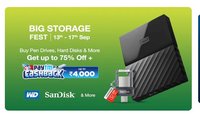 Big Storage Fest ( 13th - 17th September ) upto 75% off + Cashback upto Rs 4000