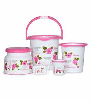 Cello Blossom 5 Piece Plastic Bath Set, Small, Pink