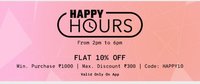 Flat 10% off on min purchase of Rs.1000 ( 2PM - 6PM ) Only On App)