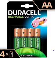 Duracell Ultra 5000688 AA Rechargeable Batteries 2500 mAh (Pack of 4, Green)