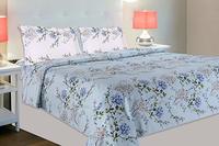 haus & kinder Victorian Summer Dream 100% Cotton Double Bedsheet with 2 Pillow Covers, 186 TC (Dove Blue)