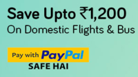 Yatra (22-30 Sep) :- Save Upto 1200₹ on Domestic Flights & Flat 50% off upto 200₹ on Bus Tickets + Flat 200₹ Cashback on 1st PayPal Payment on Yatra Above 500₹