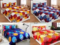 BSB Trendz Glace Cotton 4 Double Bedsheet with 8 Pillow Covers Combo (Multicolour)-Set of 4