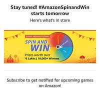 Amazon Spin & Win : Prize Worth  6 lakh ( Great Indian Festival) ( From Tomorrow)