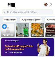 Magicpin Get 170 Points Free New User - 50 On Sign-up + 20 Selfie And 100 Extra On First Bill