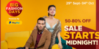 Myntra Big Fashion Days 29th Sep - 4th Oct :- Upto 80% off + Extra 10% Discount using HDFC Cards || 100% Cashback upto 600₹ using PayPal